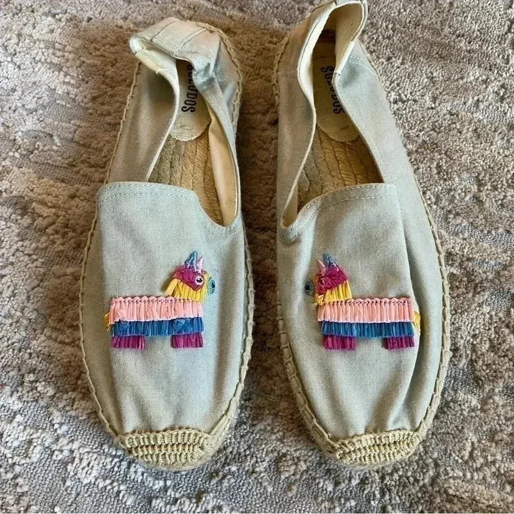 Soludos Piñata Chambray Espadrille Slip On Shoes Flats Loafers Beach: 9.5